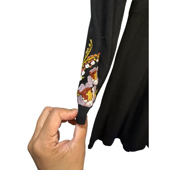Loft Womens Black Floral Embroidered Dress Size 0 - Picture 10 of 12